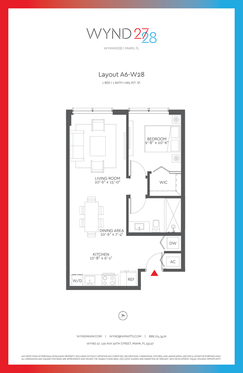 W28 - 1BR 1BA_685 SF - A6 at WYND 27 & WYND 28, Miami, Florida